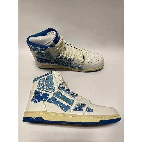 AMIRI Skel Top High Bandana Sneakers Blue White Men’s - Picture 3 of 7